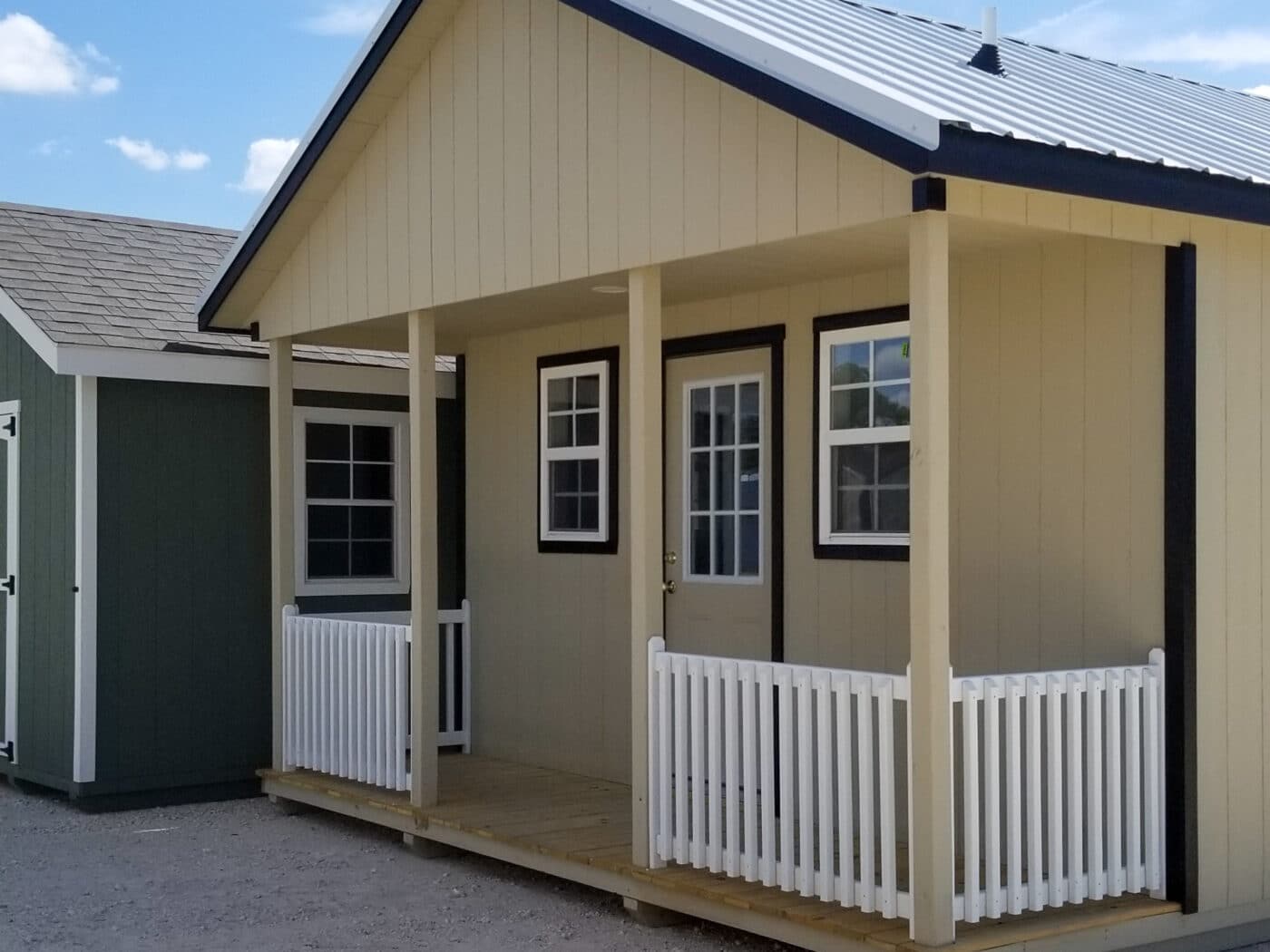 portable cabin with a front porch for sale in texas