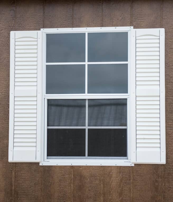 24x36 window with vinyl shutters for sheds in texas