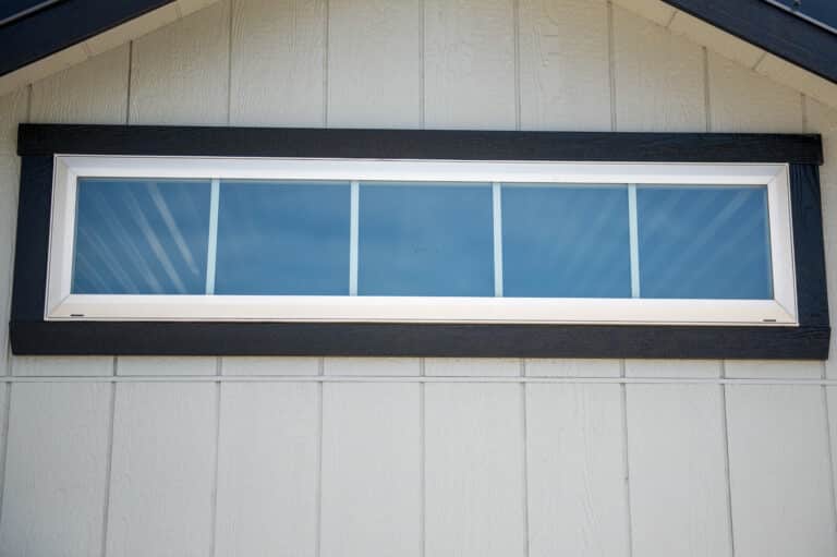 72x14 vinyl transom window on shed in texas